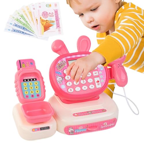 Toy Cash Register for Kids, Supermarket Pretend Set with Scanner, Cash Drawer, and Calculator, Lighting and Sound Effects, Educational Learning Toy for Christmas and Birthday von zwxqe