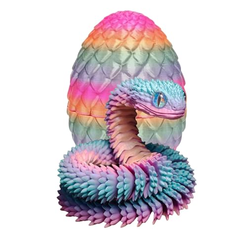 zwxqe 3D Printed Dragon Egg with Snake Inside, Cute Animal Egg with 3D Printed Snake Inside, Fun Fidget Snake Animals Egg for Desk Decoration, Office Display, and Unique Collectibles von zwxqe