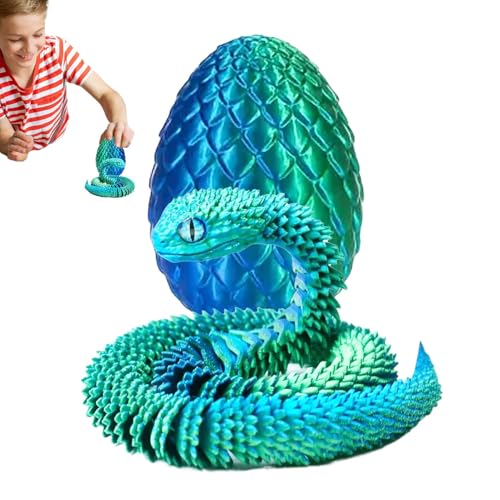 zwxqe 3D Printed Dragon Egg with Snake Inside, Cute Animal Egg with 3D Printed Snake Inside, Fun Fidget Snake Animals Egg for Desk Decoration, Office Display, and Unique Collectibles von zwxqe