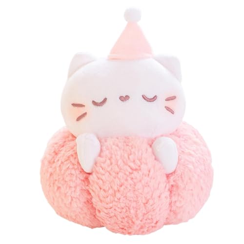 zwxqe Adorable Cat Stuffed Animal Plush Toy, Kids Cartoon Doll, Soft Plush Pillow Decor for Bedroom and Living Room, 7.87x7.87x9.06 Inches Cuddly for Children and Home Decoration von zwxqe