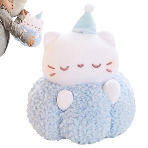 zwxqe Adorable Cat Stuffed Animal Plush Toy, Kids Cartoon Doll, Soft Plush Pillow Decor for Bedroom and Living Room, 7.87x7.87x9.06 Inches Cuddly for Children and Home Decoration von zwxqe