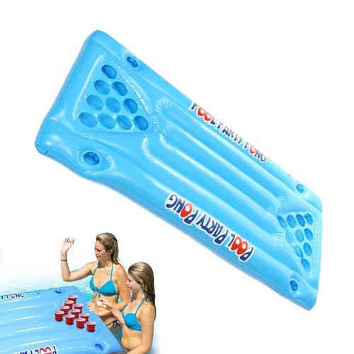 zwxqe Aufblasbarer Beerpong Tisch Schwimmende Pingpong Luftmatratze Pool Party Lounge Floß Lustiges aufblasbares Pong Spiel für Erwachsene Perfekt für Sommerpartys und Wasserspiele von zwxqe