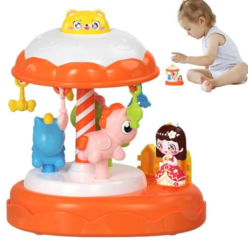 zwxqe Carousel Toys, Clockwork Wind-Up Rotating Merry-Go-Round, Spin Carousel Toys with Horses, Fun Activity for Kids Aged 3 and Up, Children Playtime Entertainment von zwxqe