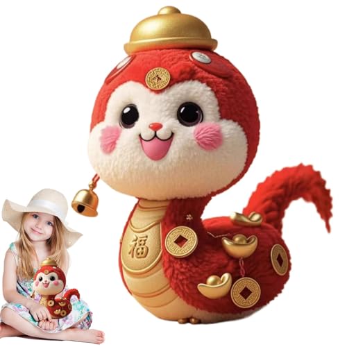 zwxqe Chinesische Schlange Stofftier, Glücksschlange Plüsch, 27,9 cm Chinesisches Schlangenspielzeug, niedliches 3D-Kupferschlangen-Maskottchen Plüsch, Jahr der Schlange Stofftier für chinesisches von zwxqe