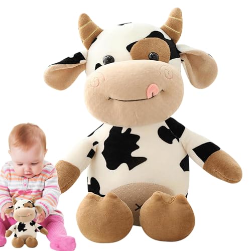 zwxqe Cow Plush Toy, Soft Stuffed Cow Plushie, Creative Stuffed Cattle Doll Animal for Bedroom, Cute Cattle Stuffy Animal Plush Toy for Kids Adorable and Cuddly Gift for Children von zwxqe