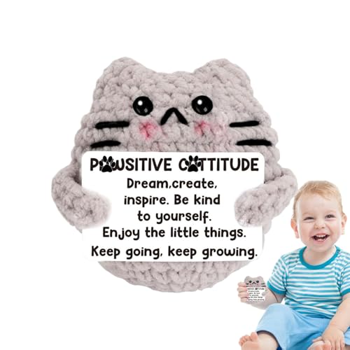 zwxqe Crochet Cat Toys, Crochet Cat Pendant, Positive Card Cats Toy, Purse Charm Plush Toy, Purse Charm Plush Toys, Handmade Cat Toy for Girls and Boys, 2.76x1.97 Inches von zwxqe