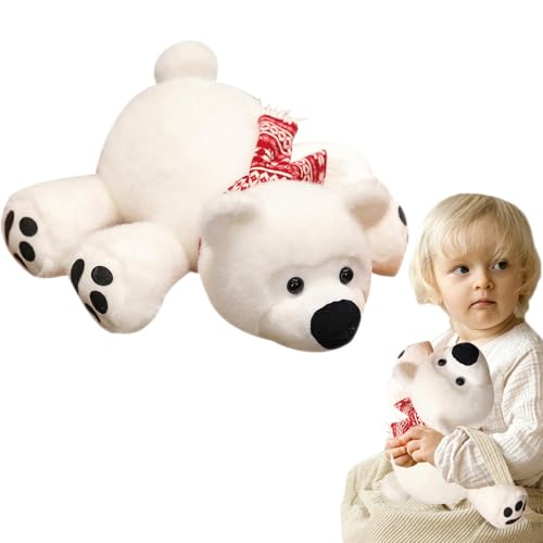 zwxqe Cute Scarf Bear Doll, Polar Bear Plush Doll, Comfort Plush Bear Toy, Soft Polar Bear Pillow, Adorable Scarf Bear Plush, Warm Bear Pillow Doll, Cozy Bear Stuffed Animal, Cute Polar Bear Pillow von zwxqe