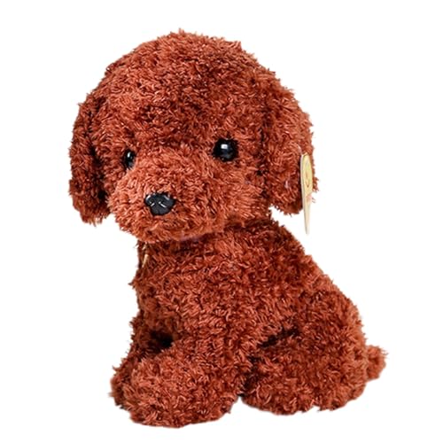 zwxqe Dog Plush, Curly Hair Stuffed Animal Doll, Funny Dog Toys, Brown Dog Stuffed Animal, 25cm Dog Plush Toy, Cute Stuffed Dog Plush, Plush Toy for Boys and Girls, Brown Dog von zwxqe