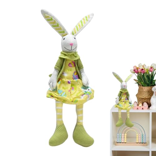 zwxqe Easter Bunny Doll, Cute Stuffed Bunnies for Easter, Handmade Bunny Sitting Rabbit Doll, 16.5in Easter Bunny Doll, Stuffed Bunny for Kids and Adults, Easter Bunny Doll with Long Legs von zwxqe