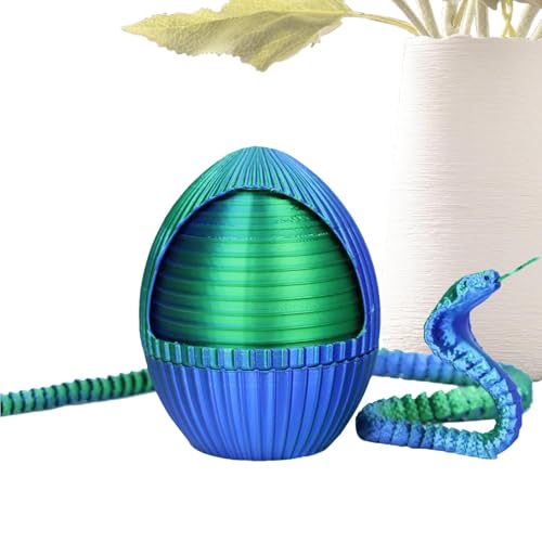 zwxqe Flexible Snake Egg Toy, 3D Printed Flexible Snake Egg Desk Toy, Cute Snake with Gear Egg Figure, Fun Executive Desk Decoration for Home and Office, Creative for Animal Lovers von zwxqe