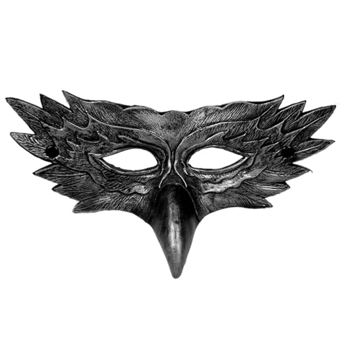 zwxqe Half Face Black Hawk Masque, Halloween Face Masque, Leather Half Face Masque, Creative Eagle Masque, Halloween Costume Masque, Cosplay Eagle Masque, Leather Dress-Up Masque, Half Face Masque von zwxqe