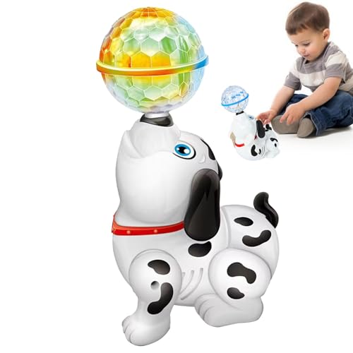 zwxqe Interactive Dancing Toy, Rotating Electronic Puppy Heading The Ball, Rotating Interactive Dog, Cute Dancing Dog for Kids Birthday, Educational Toy for Children von zwxqe