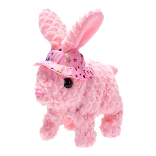 zwxqe Realistic Bunny Toys, Cashmere Interactive Electronic Rabbit with Hat, Walking and Ear-Shaking Plush, Sound-Enabled Easter Stuffed Bunny for Birthday and Educational Playing von zwxqe