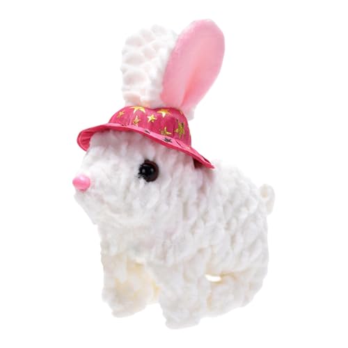 zwxqe Realistic Bunny Toys, Cashmere Interactive Electronic Rabbit with Hat, Walking and Ear-Shaking Plush, Sound-Enabled Easter Stuffed Bunny for Birthday and Educational Playing von zwxqe