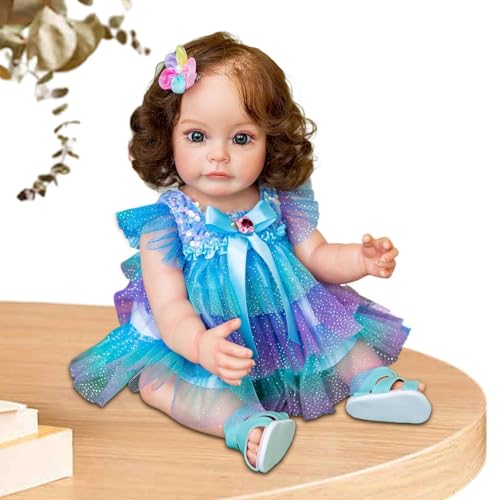 zwxqe Reborn Doll Toy Educational Real Life Doll 22 Inch Doll Soft Feeling Doll Realistic Kids Doll Real Life Doll Real Looking Doll Bath Doll Toy Cute Reborn Doll Play Doll For Children von zwxqe