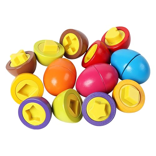 zwxqe Shape Sorting Eggs, Fun Matching Eggs, Egg Shape Sorter, Geometric Matching Toy, Color Coordination Eggs, Matching Eggs Set, Kids Geometric Puzzle, Family Egg Game for Children, 20.5x13.5x5cm von zwxqe