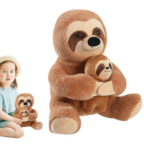 zwxqe Sloth Stuffed Animal, Mother and Child Sloth Plush Doll, Cartoon Stuffed Animal Toy, Cartoon Plush Doll Toy, Mother and Child Sloth Plush Toy for Kids and Adults, Cute Animal Plush Pillow von zwxqe