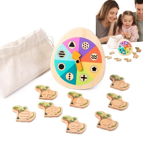 zwxqe Wooden Dinosaur Matching Toy, Fine Motor Skills Game, Preschool Educational Turntable, Hand-Eye Coordination Activity for Kids, Classroom Learning Tool von zwxqe