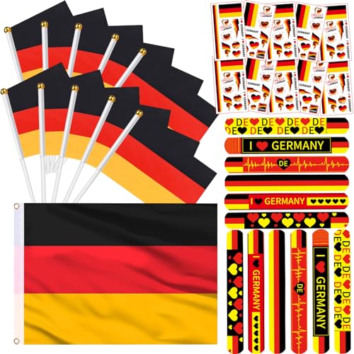 zycBernoi Deutschland Deko 2024 Dekoration Set, 33 Teilen Deutschland Fanartikel, Deutschland Flagge, Klein Flagge, Deutschland Flagge Tattoo, Schnapparmbäner von zycBernoi