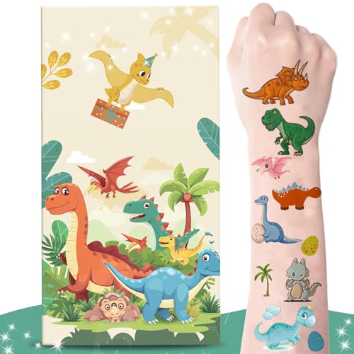 zycBernoi Dino Tattoo Kinder, 10 Blätter Temporäre Tattoo mit Explosion Geschenkbox, Überraschung für Kinder Tattoos Gastgeschenke, Perfekt für Kindergeburtstag Party Mitgebsel von zycBernoi