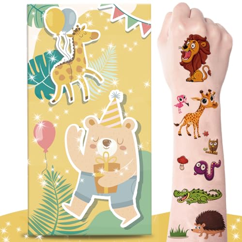 zycBernoi Tier Tattoo Kinder, 10 Blätter Temporäre Tattoo mit Explosion Geschenkbox, Überraschung für Kinder Tattoos Gastgeschenke, Perfekt für Kindergeburtstag Party Mitgebsel von zycBernoi