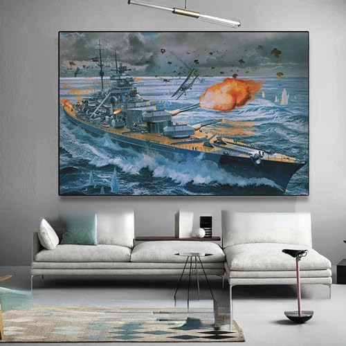 1000 Teile Puzzle Cool Retro Ozean Schlachtschiff Leinwand Malerei Wandkunst Schiffsposter Meerblick Wand Geeignet für Wohnzimmer Dekoration Puzzle Puzzle Puzzle 50 x 70 cm von zysnb