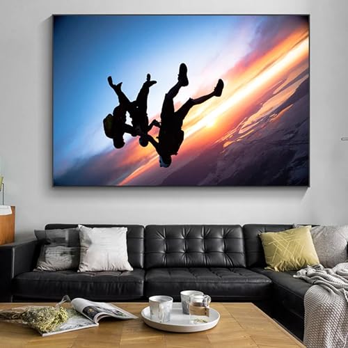 1000 Teile Puzzle Puzzle Fallschirmspringen Wandmalerei Leinwand Malerei Fallschirmspringen Landschaft Poster Druck Geeignet für Schlafzimmer Wohnzimmer Kunst Puzzle Coole Action von zysnb